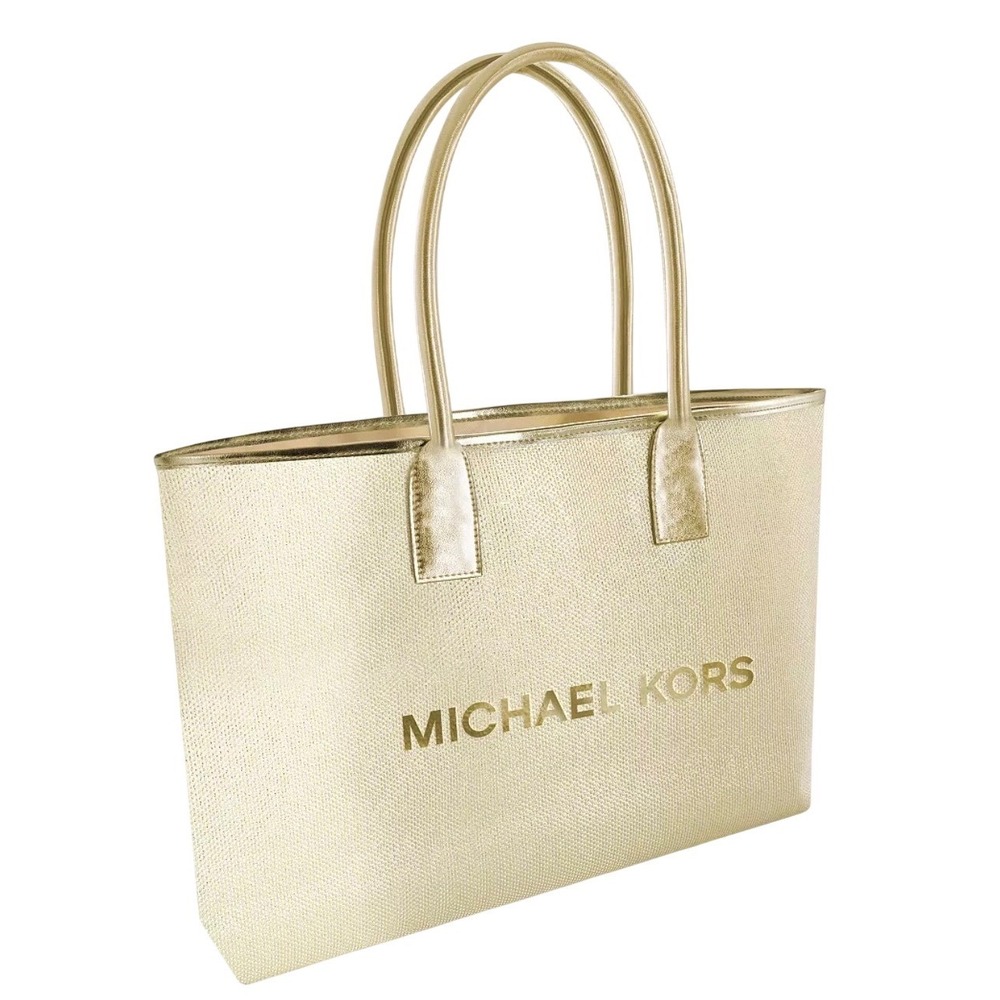 Michael‎ Kors Gold Shinning Shimmering Large Tote Bag Fragrance Collection New